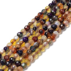 Yellow Natural Agate Beads Strands, Faceted Round, Dyed & Heated, Yellow, 4~4.2x4~4.1mm, Hole: 0.8mm, about 89~93pcs/strand, 14.37''(36.5cm)