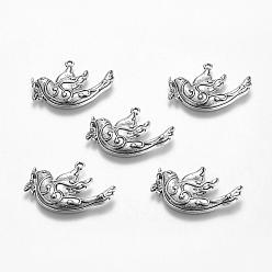 Antique Silver Tibetan Style Alloy Pendants, Peace Dove, Lead Free & Cadmium Free, Antique Silver, 21x28x3mm, Hole: 1.5mm