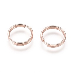 Oro Rosa 304 anillos partidos de acero inoxidable, anillos de salto de doble bucle, oro rosa, 12x2 mm, diámetro interior: 10 mm, alambre simple: 1 mm