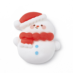 Muñeco de nieve Cabujones de resina opaca con tema navideño, para la fabricación de la joyería diy, patrón de muñeco de nieve, 25x22x6 mm