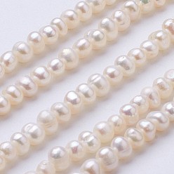 Beige Brins de perles de culture d'eau douce naturelles, pomme de terre, beige, 2.5~4.5x4.5~6mm, Trou: 0.7mm, Environ 87~90 pcs/chapelet, 1.36~1.38 pouce (34.5~35 cm)