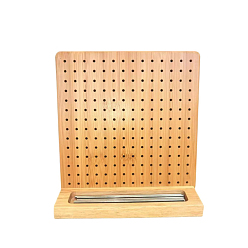 Bisqué Tablero de bloqueo de crochet de bambú cuadrado, con 15 pasadores de posicionamiento de acero, sopa de mariscos, 20x20 cm