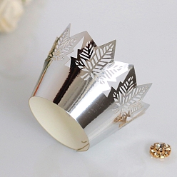 Silver Thanksgiving Day Theme Maple Leaf Paper Baking Cups, Fluted Cupcake Liner, Bakeware Accessoires, Silver, 215x90mm