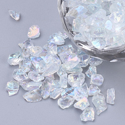 Clear AB Transparent Glass Seed Beads, For Nail Art Decoration, No Hole/Undrilled, Chip, Clear AB, 3~7x3~4x3~4mm, about 450g/bag