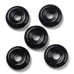 Goldstone Synthetic Blue Goldstone Pendants, Donut/Pi Disc Charms, 17~18x4~6mm, Hole: 5~6mm