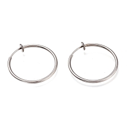 Stainless Steel Color 304 Stainless Steel Retractable Earrings, Clip-on Earrings For Non-pierced Ears, Stainless Steel Color, 40x2mm