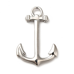 Stainless Steel Color 304 Stainless Steel Pendants, Anchor Charms, Stainless Steel Color, 38x25x3.5mm, Hole: 4.5mm