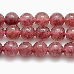 Strawberry Quartz Natural Strawberry Quartz Beads Strands, Round, FireBrick, 6mm, Hole: 1mm