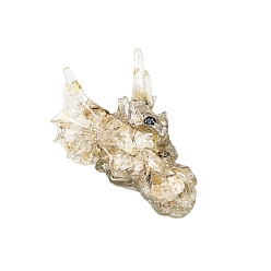 Quartz Rutilated Résine de dragon avec éclats de quartz rutilé naturel à l'intérieur des décorations d'affichage, figurine décoration de la maison, 60x90x40mm