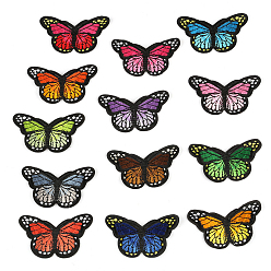 Mixed Color Computerized Embroidery Cloth Iron on/Sew on Patches, Costume Accessories, Appliques, Butterfly, Mixed Color, 46x78mm