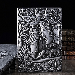 Gris Cahiers en simili cuir pu humain en relief, carnets de voyage rétro, grises , 215x145mm