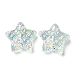 Aqua Perles acryliques transparentes, de couleur plaquée ab , étoiles, Aqua, 19.5x19.5x9mm, Trou: 3.5mm