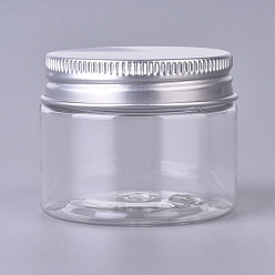 Clair Récipients cosmétiques vides en plastique, avec couvercles à vis en aluminium, clair, 1-5/8x2 pouces (4.1x5 cm), capacité: 40 ml (1.35 fl. oz)