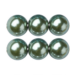 Sea Green Eco-Friendly Dyed Glass Pearl Beads Strands, Grade A, Round, Cotton Cord Threaded, Sea Green, 6mm, Hole: 1.2~1.5mm, about 70pcs/strand, 15.7 inch