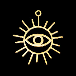 Oro Colgantes de acero inoxidable al vacío 201, Corte con laser, ojo, dorado, 26x23x1 mm, agujero: 1.6 mm
