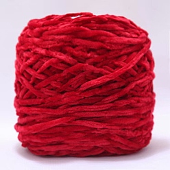 Red Wool Chenille Yarn, Velvet Cotton Hand Knitting Threads, for Baby Sweater Scarf Fabric Needlework Craft, Red, 3mm, 90~100g/skein