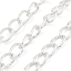 Серебро Оксидированные алюминиевые бордюрные цепи, несварные, с катушкой, серебряные, 15x9.8x1.8 мм, около 65.62 футов (20 м) / рулон