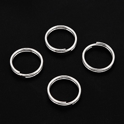 Plata 304 anillos partidos de acero inoxidable, anillos de salto de doble bucle, plata, 12x2 mm, diámetro interior: 10 mm, alambre simple: 1 mm