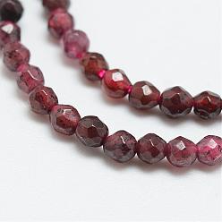 Garnet Natural Garnet Bead Strands, Faceted, Round, 2mm, Hole: 0.5mm, about 180pcs/strand, 15.4 inch