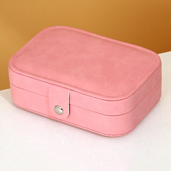 Pink PU Leather with Lint Jewelry Storage Box, Travel Portable Jewelry Case, for Necklaces, Rings, Earrings and Pendants, Pink, 16x11x5cm