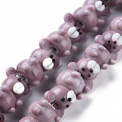 Medium Purple Opaque Handmade Bumpy Lampwork Beads Strands, Bear, Medium Purple, 19~20x14.5~16.5x16~17.5mm, Hole: 2mm, about 25pcs/strand, 10.79 inch(27.4cm)