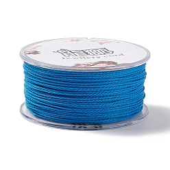 Dodger Blue Round Waxed Polyester Cord, Twisted Cord, Dodger Blue, 1mm, about 49.21 Yards(45m)/Roll