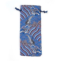 Королевский синий Шелковые мешки, сумка для шнурка, королевский синий, 19x7.5~8 см