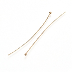 Real 24K Gold Plated 304 Stainless Steel Ball Head Pins, for DIY Beading Charm Making, Real 24k Gold Plated, 50x0.6mm, 22 Gauge, Head: 1.8mm