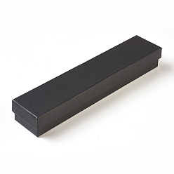 Noir Boîtes à bijoux en carton, Boîte à collier, rectangle, noir, 21x4.5x3.1 cm