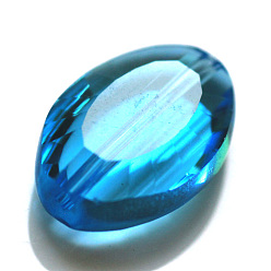 Deep Sky Blue Imitation Austrian Crystal Beads, Grade AAA, Faceted, Oval, Deep Sky Blue, 13x10x5mm, Hole: 0.9~1mm