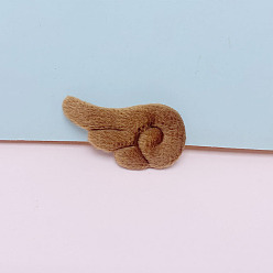 Chocolate Forma de ala de ángel para coser en accesorios de adorno esponjosos de doble cara, decoración artesanal de costura diy, chocolate, 48x24 mm
