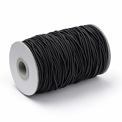 Noir Cordon élastique rond, avec l'extérieur de la fibre et caoutchouc à l'intérieur, noir, 2mm, environ 76.55 yards (70m)/rouleau