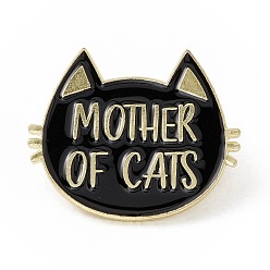 Cat Shape Creative Enamel Pin, Gold Plated Badge for Backpack Clothes, Cat Pattern, 25x30x1.6mm