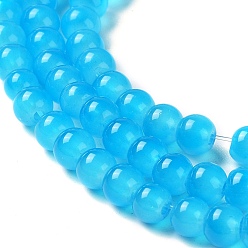 Озёрно--синий Выпечки окрашены имитация нефрита стекловолокна круглый шарик, Плут синий, 4.5~5 мм, отверстие : 1 мм, около 210 шт / нитка, 31.4 дюйм
