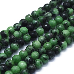 Ruby in Zoisite Natural Ruby in Zoisite Beads Strands, Round, 6mm, Hole: 1mm, about 63~70pcs/Strand, 15.35 inch(39cm)