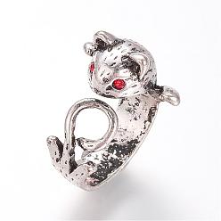 Antique Silver Alloy Finger Rings, Squirrel, Size 6, Antique Silver, 16mm