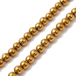 Plateado en Oro Perlas de hematita magnética sintética electrochapa hebras, rondo, oro chapado, 5 mm, agujero: 0.8 mm, sobre 84~87 unidades / cadena, 16.14~16.96'' (41~43 cm)