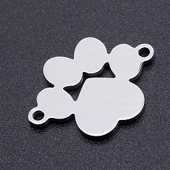 Stainless Steel Color 201 Stainless Steel Links connectors, Paw Print, Stainless Steel Color, 18x13x1mm, Hole: 1.4mm
