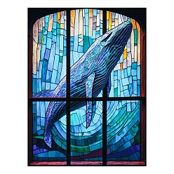 Whale DIY Diamond Painting Kit, Including Resin Rhinestones Bag, Diamond Sticky Pen, Tray Plate and Glue Clay, Whale, 400x300mm