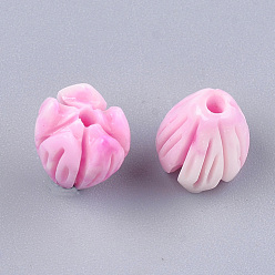 Violet Synthetic Coral Beads, Dyed, Flower Bud, Violet, 8.5x7mm, Hole: 1mm