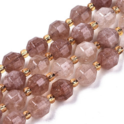 Rosada Marrón Hebras de perlas de dolomita natural, facetados, teñido, rondo, marrón rosado, 8x8 mm, agujero: 1.2 mm, sobre 33 unidades / cadena, 15.16 pulgada ~ 15.35 pulgada (38.5 cm ~ 39 cm)
