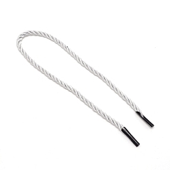Белый 3 шнуры полиэфирные полиэфирные, витая веревка, с черным пластиковым концом шнура, для изготовления ручки веревки мешка подарка diy, белые, 365x4.5 мм