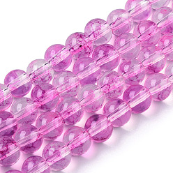 Violet Cuisson perles de verre peintes brins, imitation opalite, ronde, violette, 6mm, Trou: 1.3~1.6mm, Environ 133 pcs/chapelet, 31.4 pouce