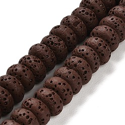 Brun De Noix De Coco Brins de perles teintes en pierre de lave naturelle, rondelle, brun coco, 8x4.5mm, Trou: 1.6mm, Environ 43 pcs/chapelet, 7.87 pouce (20 cm)