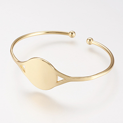 Real 18K Gold Plated Brass Cuff Bangle, Real 18K Gold Plated, 1-3/4 inchx2 inch(44x52mm)