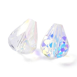 Clair AB Imitations de perles de cristal autrichien, grade de aaa, facette, goutte , clair ab, 8x10mm, Trou: 0.9~1mm