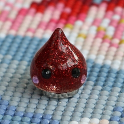 Dark Red Diamond Painting Magnet Cover Holders, Resin Locator, with Glitter Powder, Positioning Tools, Teardrop with Face, Dark Red, 35x36.5x19mm
