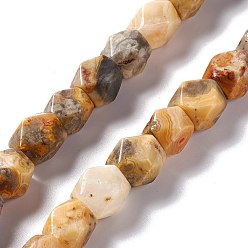 Crazy Agate Natural Crazy Agate Beads Strands, Faceted, Rhombus, 10~12x8~10x8~10mm, Hole: 1.2mm, about 34pcs/strand, 15.71''~15.98''(39.9~40.6cm)
