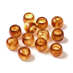 Chocolat Perles européennes acryliques bicolores opaques, Perles avec un grand trou   , rondelle, chocolat, 10.5x8.5mm, Trou: 4~6.5mm