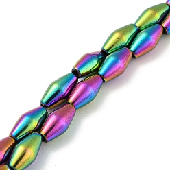 (966) Внутренний цвет Кристалл / Лиловато-лиловый на подкладке Гальванические нити синтетических магнитных гематитовых бусин, двухконусные, с покрытием цвета радуги, 6.2~6.5x12~12.5 мм, отверстие : 1.4 мм, около 33 шт / нитка, 16.89'' (42.9 см)